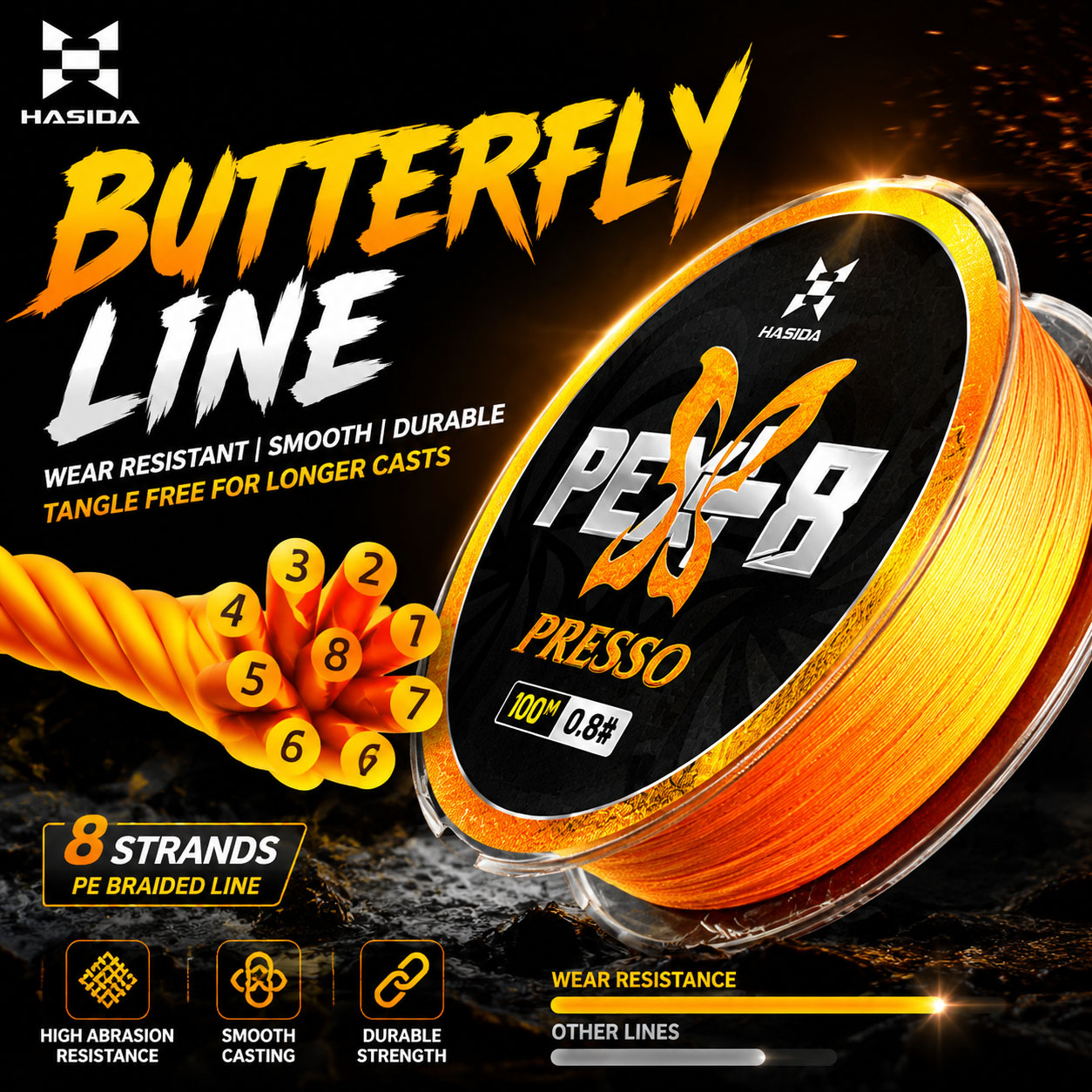 HASIDA Butterfly 100m 8Braided - огляд і ціна Copolymer Line